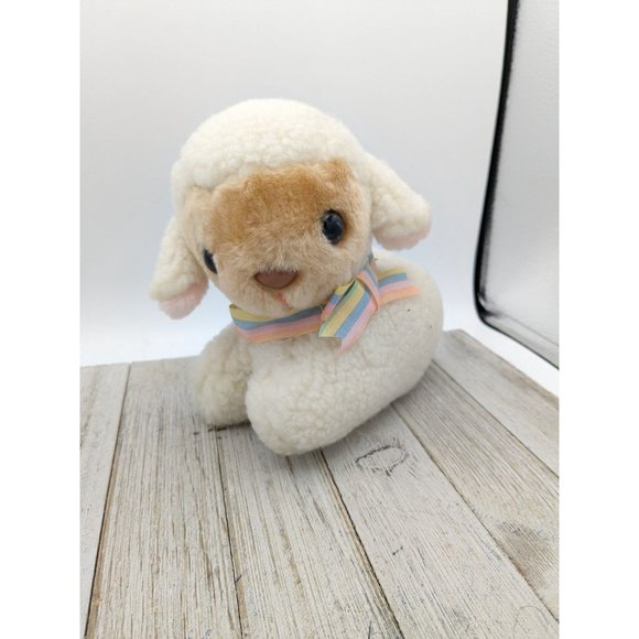 Vintage 1984 AVON Plush LAMB Bank w/ Stopper Stuffed Animal Toy - Picture 1 of 6